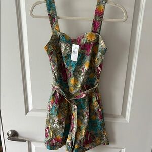 LOFT Pink and Yellow Tropical One Piece